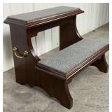 Vintage Mahogany Bed Step Stool with Brass Handrails