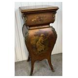 Antique French-style bombé commode with hand-painted Vernis Martin decoration