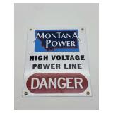 Montana Power High Voltage Power Line Danger Sign 9x11