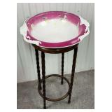 Antique Victorian Porcelain Wash Basin on Barley Twist Wood Stand