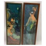 Framed Romantic Art Prints Pair - 24x8