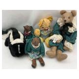 Collection of Plush Animals: Teddy Bears, Skunk, and More
