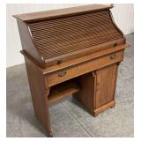 Antique Golden Oak S-Curve Roll Top Desk - 32 x 18 x 39