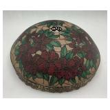 Floral Stained Glass Style Lamp Shade with Metal Trim