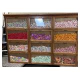 Store Display Cabinet with Glass Fronts and Assorted Candies