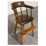 Antique Oak Child's High Chair w/ Footrest