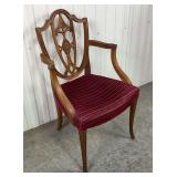 Georgian Style Carved Armchair with Rich Burgundy Upholstery