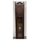 Dark Wood Grandfather Clock with Leaded Glass Door