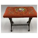 Victorian Cast Iron Footstool Needlepoint To