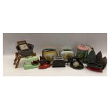 Collection of Toy Household Items: Dolly's Washer, Irons, Toasters, Telephone, & More