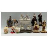 Assorted Figurine Collection - People, Clock, and Container Designs