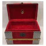 Red Velvet Lined Storage Trunk 16x10x12
