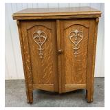 Antique Free Treadle Sewing Machine in Quarter Sawn Oak Cabinet