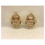 Pair of Made in Italy Lady Balcony Relief Wall Hangings - 12x4x16