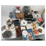 Mixed Lot with Records, Coin Folder, Book, Political Plate, and More