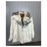 Rabbit Fur Coat with Grey Accents