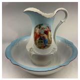 Porcelain Pitcher and Basin Set with Classical Motif