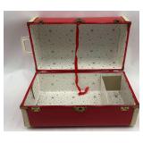 Vintage Red & Cream Doll Trunk with Star Liner