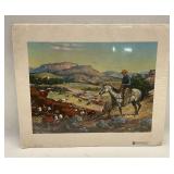 Orren Mixer 'Moving the Herd' 1960 Ralston Purina Print 24x20