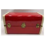 Vintage Red & Cream Doll Trunk with Star Liner