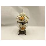 Floral Parlor Lamp with Crystal Prisms