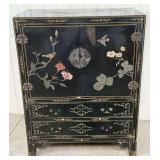 Asian Inspired Cabinet with Floral and Bird Design