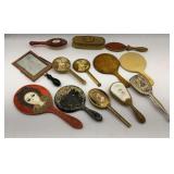 Assorted Decorative Vanity Mirrors and Brush Set