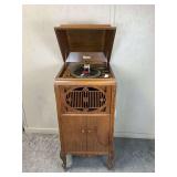 Vintage Brunswick 1920s Phonograph Cabinet Model 217 with Record Storage