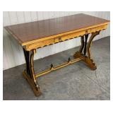 Antique Oak Console/Sofa Table with Lyre-Style Base