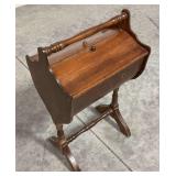 Antique Oak Sewing Caddy on Stand