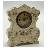 Floral Painted Ceramic Mantel Clock - Made in USA