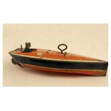 Vintage Wind-Up Tin Litho Boat Toy
