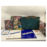 Art Supply Lot: Pro Art Paper, Original Paintings, and Carrying Bag