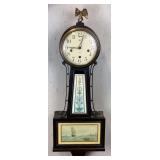 New Haven 8-Day Banjo Clock w/ Eagle & Ship Art