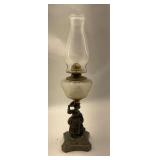 Figural Lamp with Glass Shade