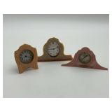 Group of Three Table Clocks with 'Patent Apl'd For'