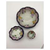 Hand Painted Porcelain Serving Bowls - Floral Design