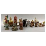Assorted Chicken and Cow Figurines (Lot of 15)