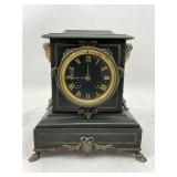 Antique Black Slate Mantel Clock