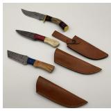 Damascus Steel Knives , One Stag Handle