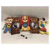 Group of Novelty Clocks - Disney and Tezuka Owl