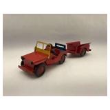 Vintage Marx Willys Jeep with Trailer Toy