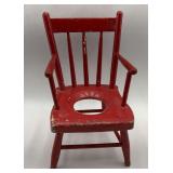 Vintage Red Painted Child's Potty Chair