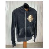 Miss Me Black Velour Zip Up Jacket - Size M