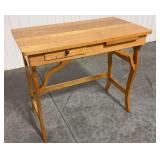 Oak Writing Desk with Drawer and Pull-Out Extension