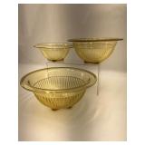 Set of 3 Amber Glass Mixing Bowls