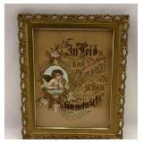 Framed Angel Picture with Gold Frame