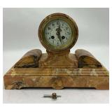 Antique Marble Mantel Clock with Scrollwork