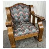 Wooden Rocking Chair with Zigzag Patterned Upholstery