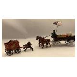 Cast Iron Horse Drawn Fruit & Vegetable Vendor Wagons